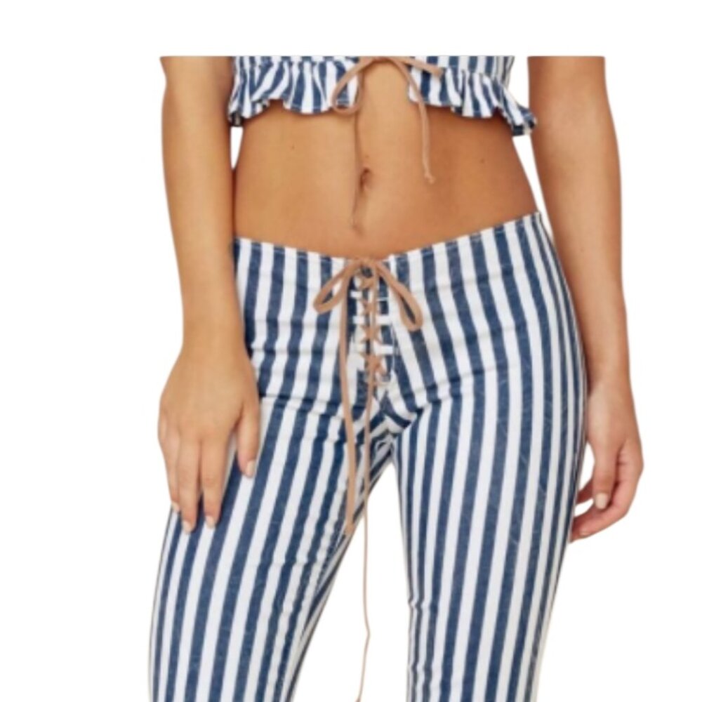 Blue Life Striped Denim 2 Piece Size S Pant Set